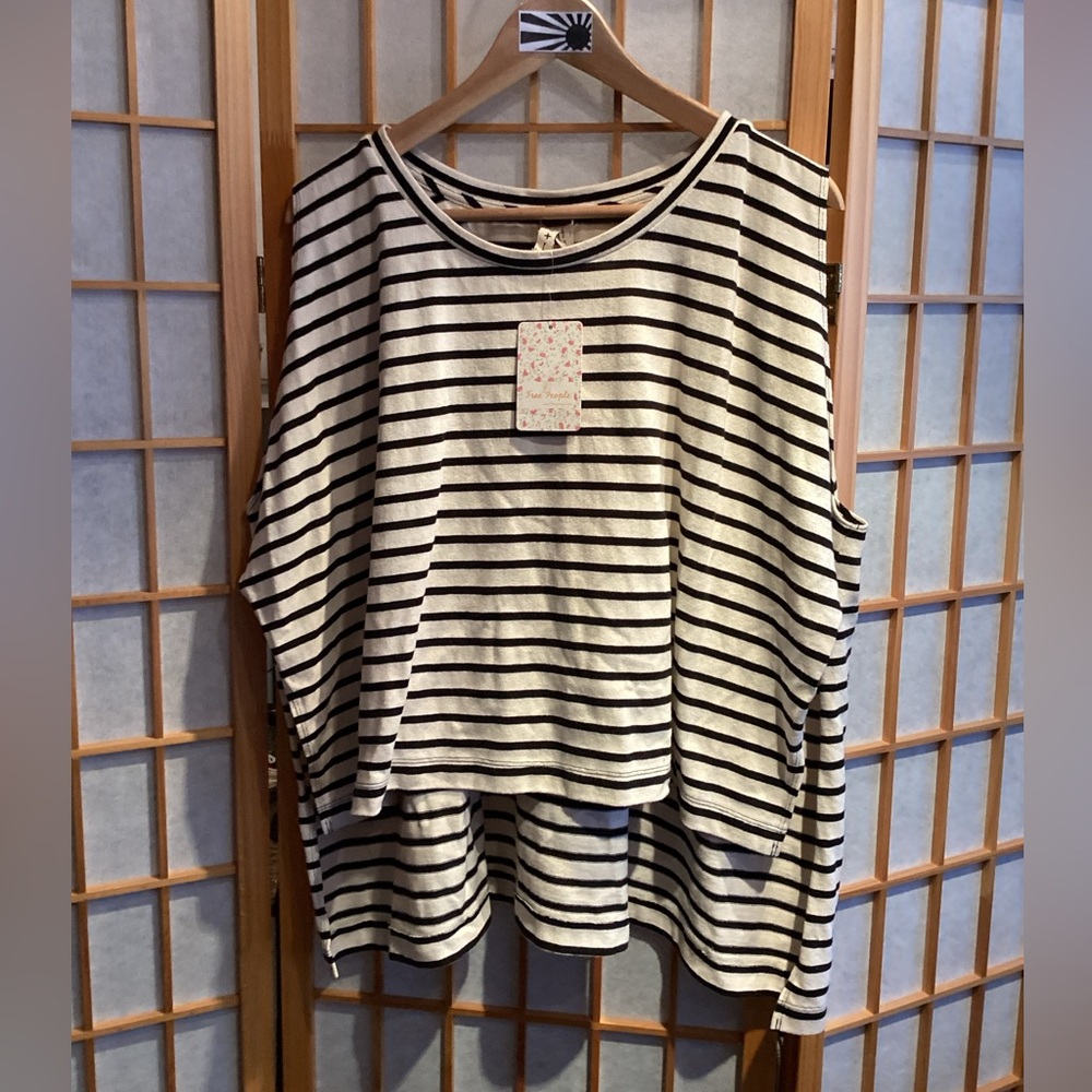 We The Free Cream and Black Striped Muscle Tee - Picture 4 of 10